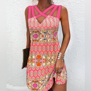 Pink Patterned Women's Dress